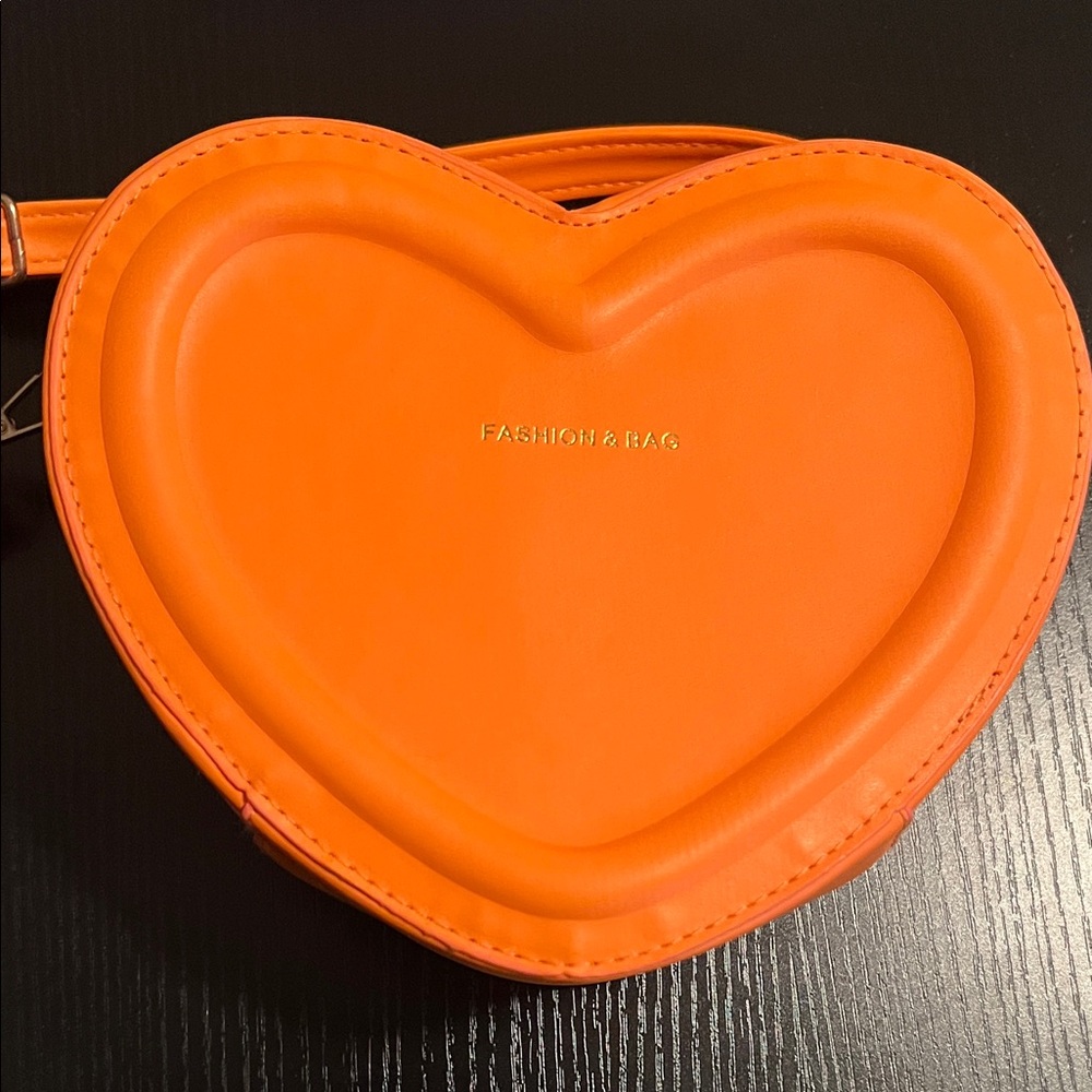 Orange Heart-Shaped Women's Bag